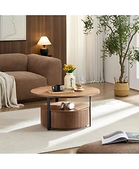 Streamdale Furniture Wood Coffee Table Round, Rustic Charm For Living Room Decor