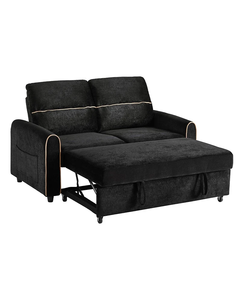 Streamdale Furniture Chenille Pull Out Sofa Bed with Adjustable Backrest & Charging Ports
