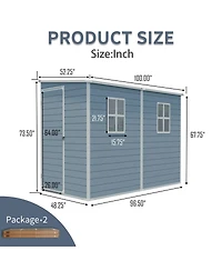 Streamdale Furniture 4x8ft Outdoor Resin Storage Shed with Two-Window, Waterproof, Lockable Doors