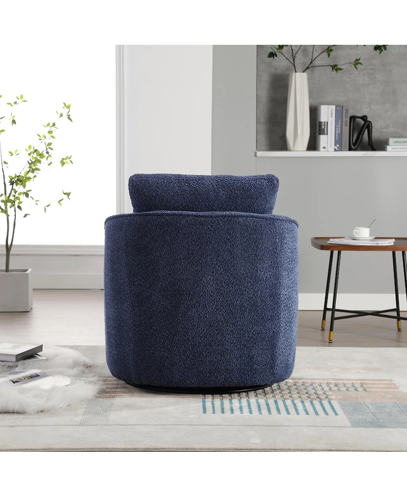 Streamdale Furniture 30.3"W Boucle Swivel Accent Barrel Chair & Round Sofa Chair