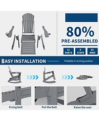 gaomon Rocking Adirondack Chairs Set of 4, Folding Adirondack Rocking Chair With Footrest, Adirondack RockingChair Outdoor