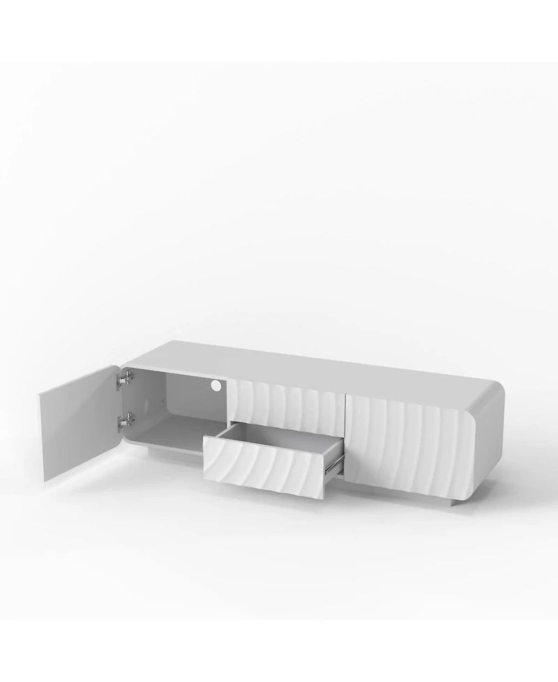 Streamdale Furniture 58" Tv Console with Spiral Wave Design, Storage Cabinet & 2 Drawers