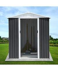 Streamdale Furniture Waterproof Outdoor Bike Storage Shed 6x9FT Grey Apex Roof Aluminum Frame