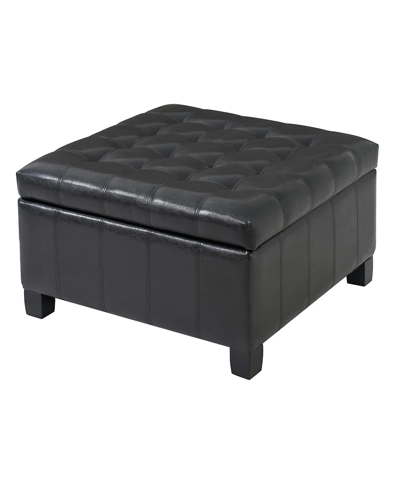Streamdale Furniture Pu Storage Ottoman with Rubber Wood Legs & Lift-Top Storage