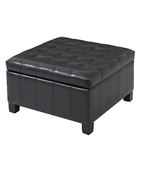 Streamdale Furniture Pu Storage Ottoman with Rubber Wood Legs & Lift-Top Storage