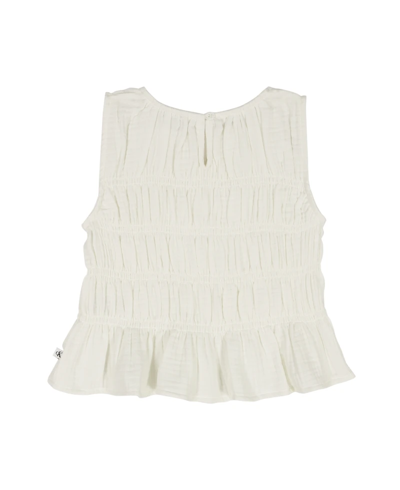 Calvin Klein Girls' 7-16 Crinkle Knit Sleeveless Top