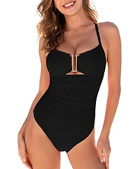 Cupshe Women's V-Neck Cross-Back Straps One-Piece Swimsuit