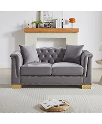 Streamdale Furniture 62" Velvet Chesterfield Sofa, Classic Modern Two Seater