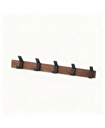 Yigii Walnut Wood & Aluminum Coat Rack,Rustproof, Easy Install