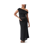 Ripe Maternity Mock Wrap Skirt Black