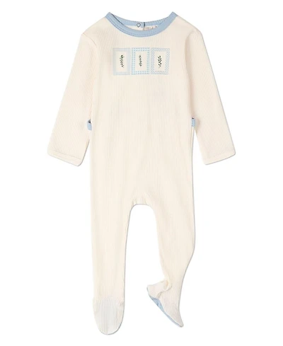 MeMoi Baby Boys Ribbed Cotton-Blend Embroidered Footie