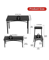 gaomon 4 Piece Rustic Upholstered Dining Set – Table, Chairs & Bench