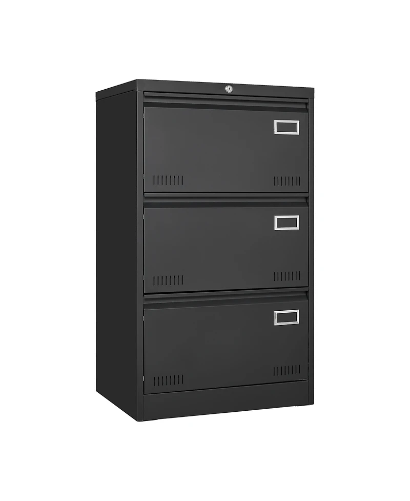 Rainsken 3 Drawer Lateral File Cabinet, Locking Metal File Cabinet