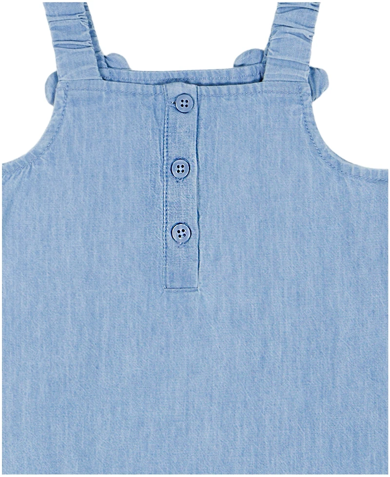 Kids Headquarters Girls' 2T-6X Denim Tunic Top and Print Capri Leggings, 2 Piece-Set