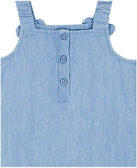 Kids Headquarters Girls' 2T-6X Denim Tunic Top and Print Capri Leggings, 2 Piece-Set