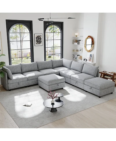 Streamdale Furniture Modular Sectional Sofa with Storage and Sleeper Functionality
