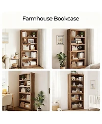 Yigii 5-Tier Adjustable Bookshelf with Rustic Style for Home Decor