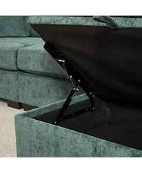 Streamdale Furniture Modern Storage Sofa with Dual Usb, 2 Side Pockets, Ottoman Storage Bench