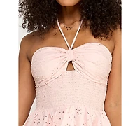 Juniors' Smocked Eyelet Halter Dress, Created for Macy's