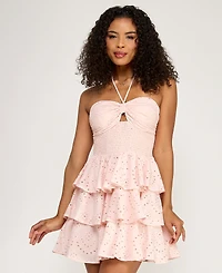 Juniors' Smocked Eyelet Halter Dress, Created for Macy's