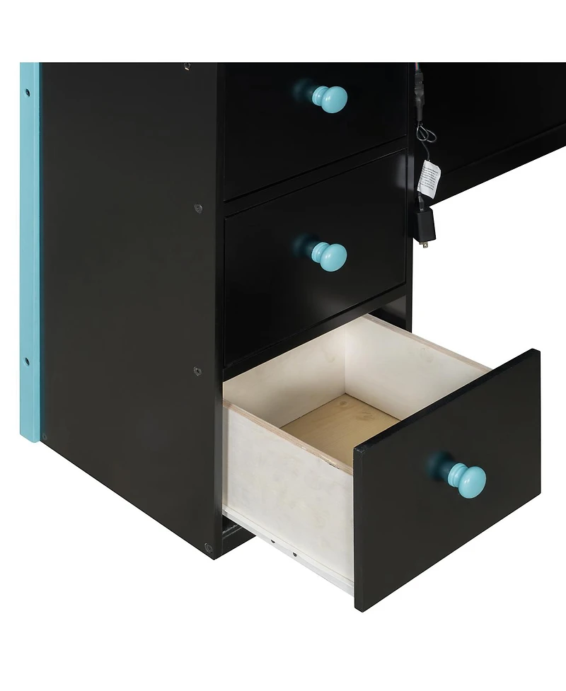 Streamdale Furniture Full Size Wood Loft Bed with Desk