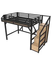 Streamdale Furniture Twin Loft Bed with Storage Stairs, Shelves, Wardrobe, Usb