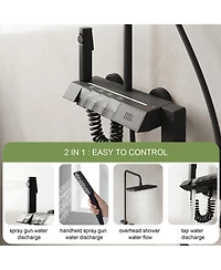 Lalahoo 3-Spray Rain Shower Faucet 2.5 Gpm with Handheld Shower Combo Kit, 11.81 in. Rain Shower Head