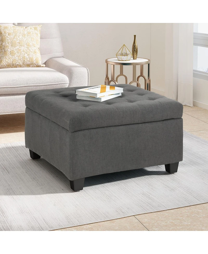 Streamdale Furniture Upholstered Tufted Fabric Storage Ottoman