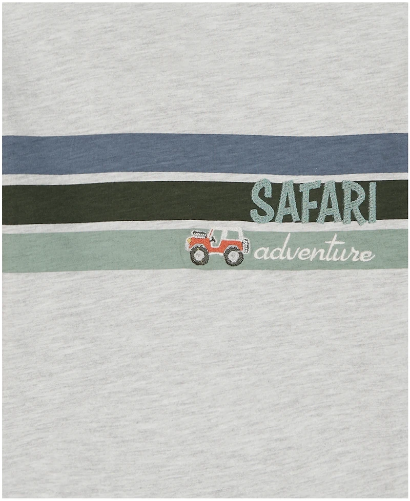 Kids Headquarters Boys' 2T-5T Short-Sleeve Safari Stripes T-Shirt and Poplin Cargo Shorts, 2-Piece Set