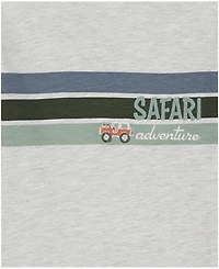 Kids Headquarters Boys' 2T-5T Short-Sleeve Safari Stripes T-Shirt and Poplin Cargo Shorts, 2-Piece Set