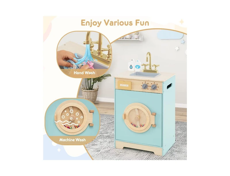 Slickblue Pretend Play Washing Machine Toy for Kids with Detergent