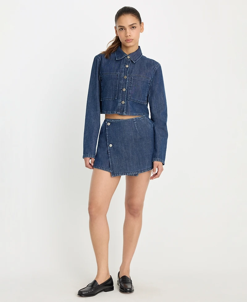 Good American Women's Denim Mini Skort