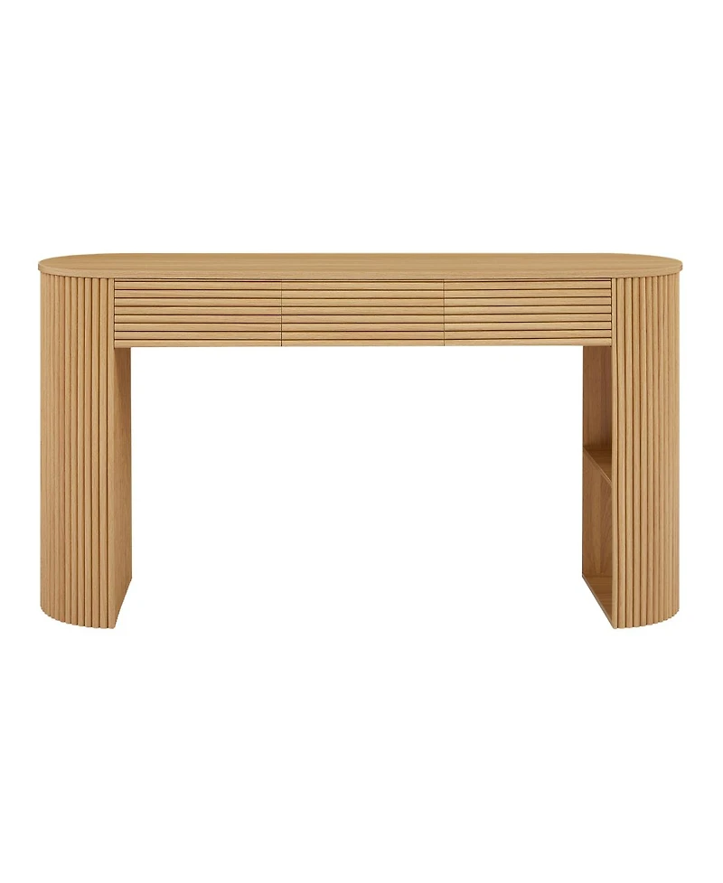 Streamdale Furniture Retro Console Table with Storage, 3 Drawers, Slat Aesthetic, Entryway/Living Room