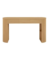 Streamdale Furniture Retro Console Table with Storage, 3 Drawers, Slat Aesthetic, Entryway/Living Room