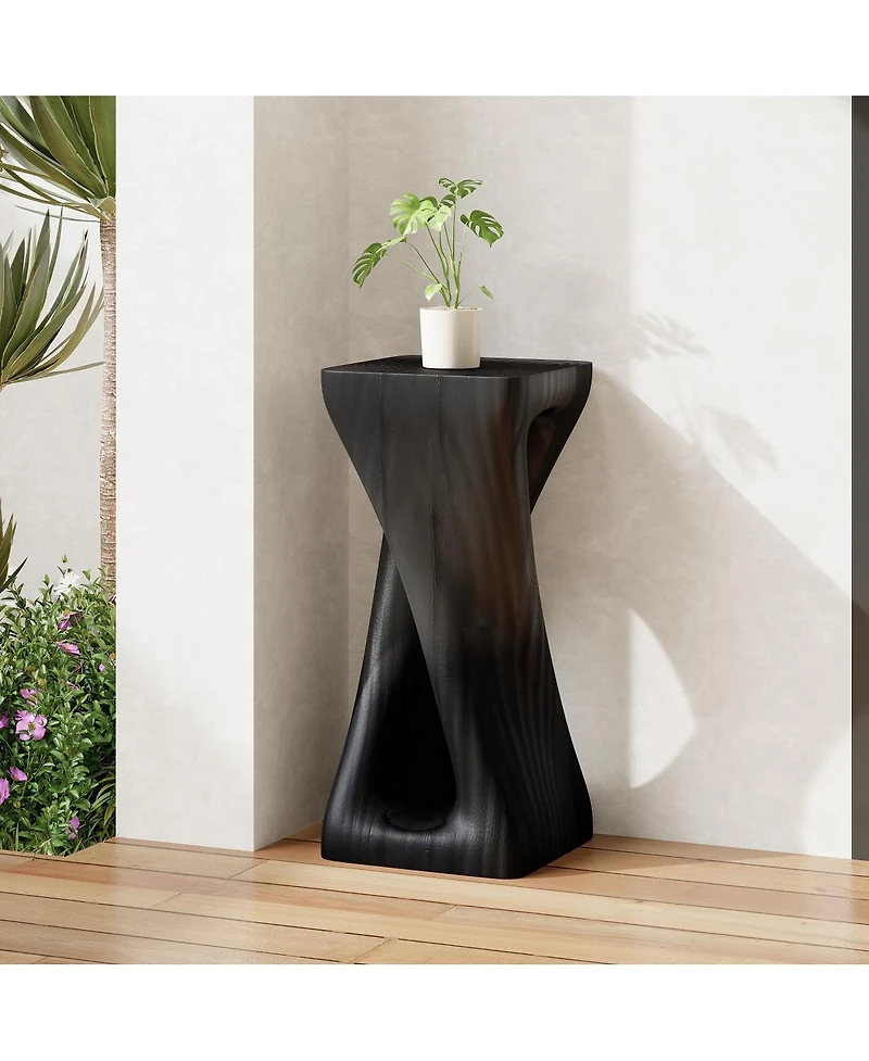 Streamdale Furniture Outdoor Twist Shape Accent Table, Lightweight Concrete