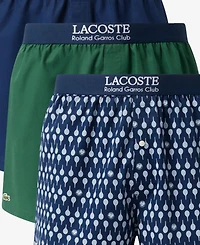 Lacoste Men's Straight-Fit Woven Boxers, 3-Pack