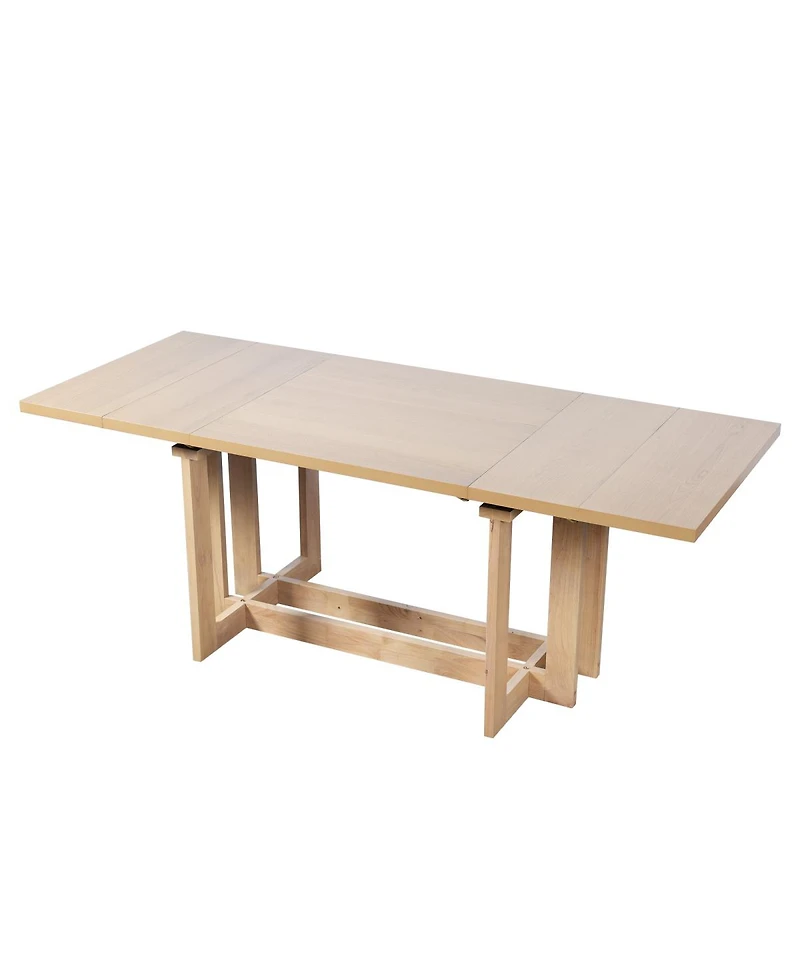 Streamdale Furniture Rustic 82" Extendable Dining Table Set with 6 Upholstered Chairs & 2 Leaves