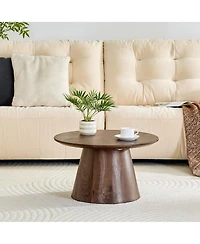 Streamdale Furniture wood grain Mdf circular coffee table - 23.6" D x 13.7" H