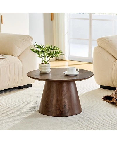 Streamdale Furniture wood grain Mdf circular coffee table - 23.6" D x 13.7" H