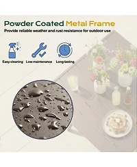 Aoodor Patio Dining Table for 4, 38'' Square Metal Outdoor Patio Table with Umbrella Hole, Outdoor Dining Table for Deck, Yard, Poolside, Porch