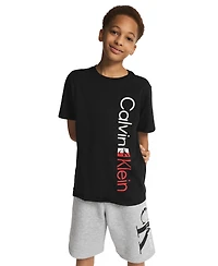 Calvin Klein Boys' 8-20 Vertical Ck Short-Sleeve Crewneck T-Shirt
