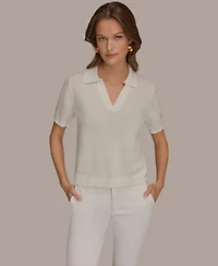 Donna Karan Weekend Women's Elbow-Sleeve Polo Sweater
