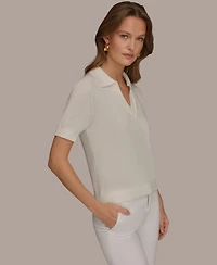 Donna Karan Weekend Women's Elbow-Sleeve Polo Sweater