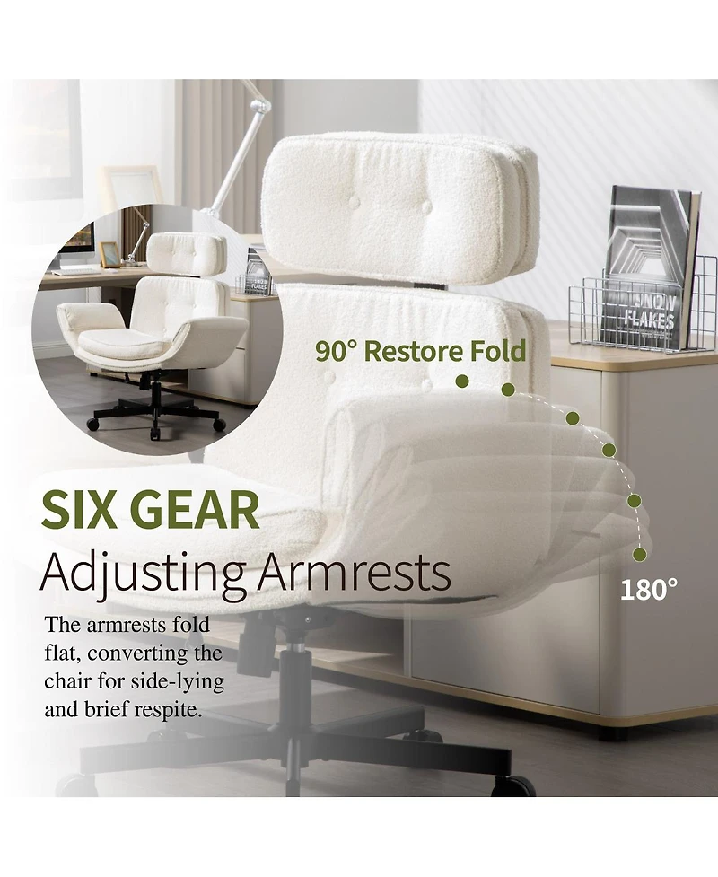 Streamdale Furniture Criss Cross Chair with Adjustable Armrests, Wheels & Headrest