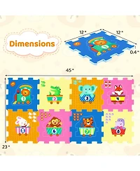 Slickblue 8-Piece Interlocking Baby Floor Puzzle Tiles with Numbers