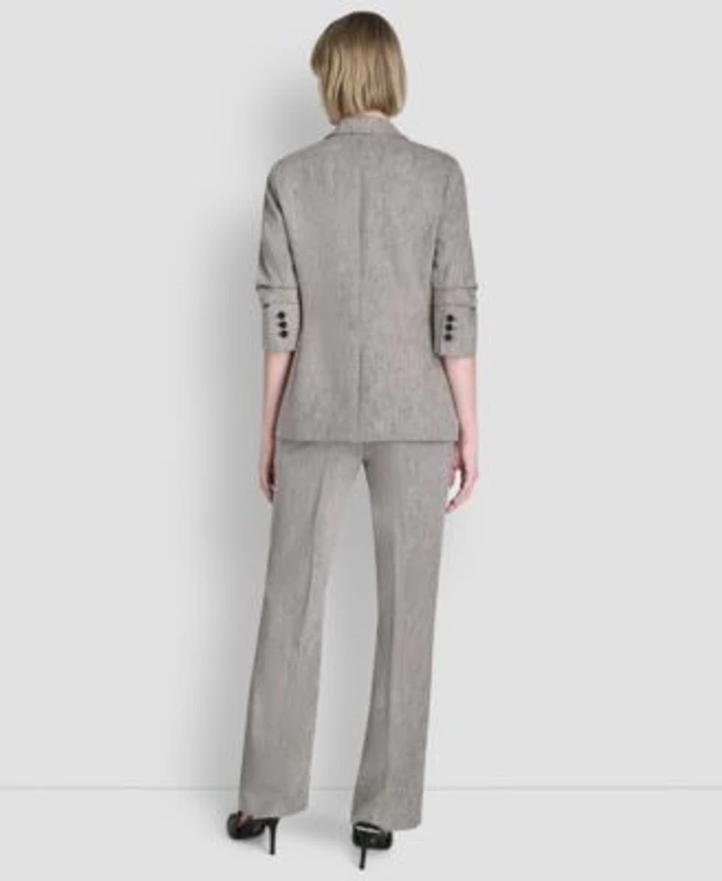 Dkny Petite Notch Collar One Button Jacket Crosshatch Modern Fit Pants