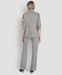 Dkny Petite Notch Collar One Button Jacket Crosshatch Modern Fit Pants