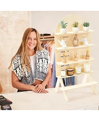 Yigii Adjustable 5-Tier Walnut Display Stand