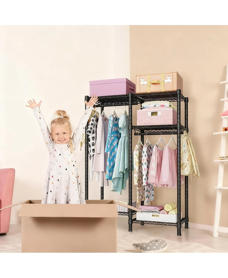 Yigii 4-Tier Portable Metal Garment Rack for Small Spaces