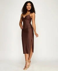 Katia Rae Juniors' Back Strap Sash Detail Fitted Midi Dress